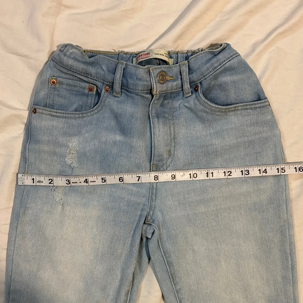 Levi Strauss Distressed Straight Leg Jeans Heritage High-Rise Girls 14 Reg